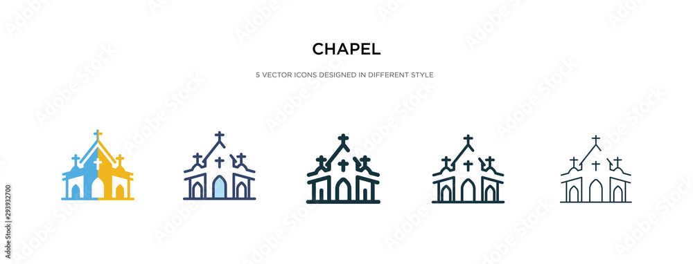 chapel icon in different style vector illustration. two colored and black chapel vector icons designed in filled, outline, line and stroke style can be used for web, mobile, ui