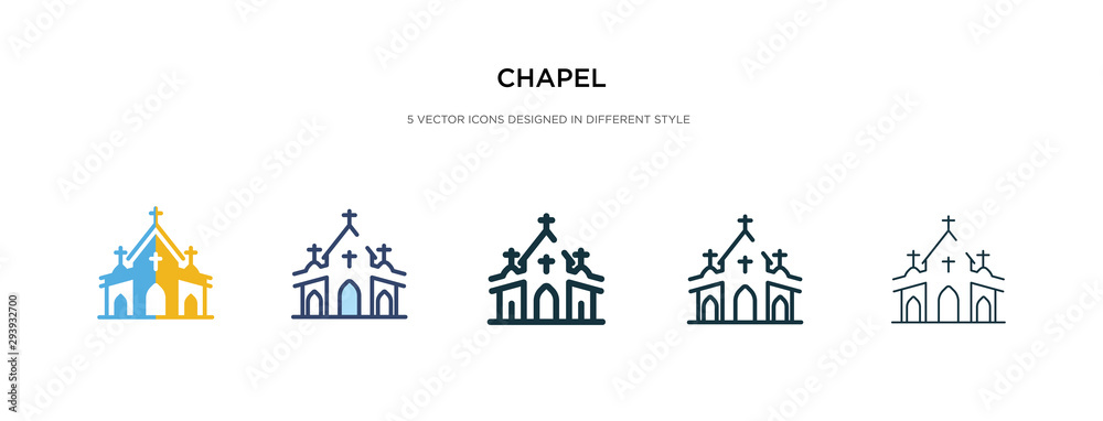 chapel icon in different style vector illustration. two colored and black chapel vector icons designed in filled, outline, line and stroke style can be used for web, mobile, ui chapel icon in different style vector illustration. two colored and black chapel vector icons designed in filled, outline, line and stroke style can be used for web, mobile, ui