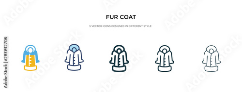 fur coat icon in different style vector illustration. two colored and black fur coat vector icons designed in filled, outline, line and stroke style can be used for web, mobile, ui