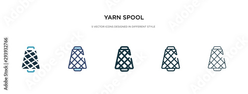 yarn spool icon in different style vector illustration. two colored and black yarn spool vector icons designed in filled, outline, line and stroke style can be used for web, mobile, ui
