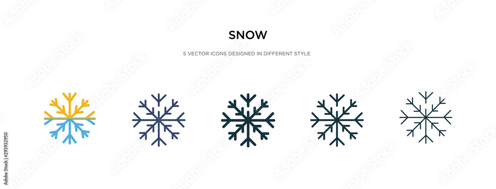 snow icon in different style vector illustration. two colored and black snow vector icons designed in filled, outline, line and stroke style can be used for web, mobile, ui snow icon in different style vector illustration. two colored and black snow vector icons designed in filled, outline, line and stroke style can be used for web, mobile, ui