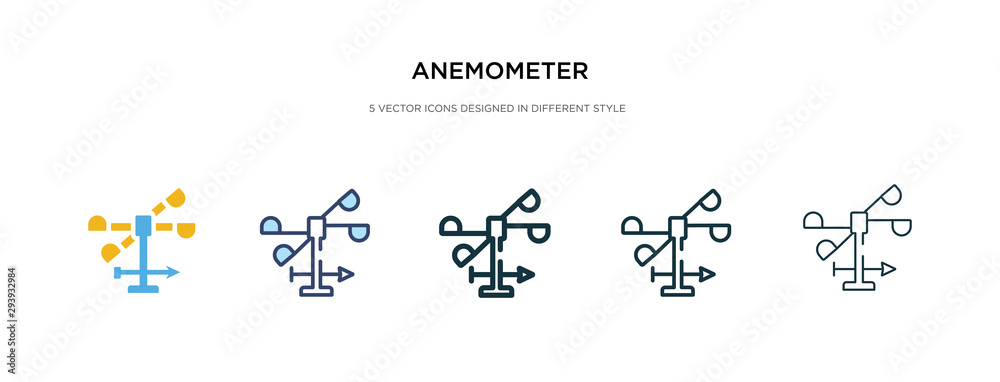 anemometer icon in different style vector illustration. two colored and black anemometer vector icons designed in filled, outline, line and stroke style can be used for web, mobile, ui