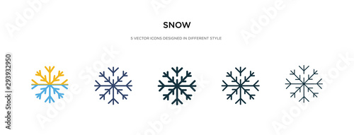 snow icon in different style vector illustration. two colored and black snow vector icons designed in filled, outline, line and stroke style can be used for web, mobile, ui