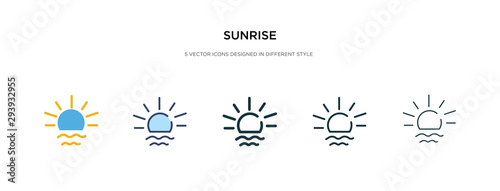 sunrise icon in different style vector illustration. two colored and black sunrise vector icons designed in filled, outline, line and stroke style can be used for web, mobile, ui