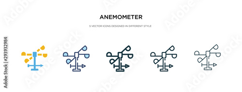 anemometer icon in different style vector illustration. two colored and black anemometer vector icons designed in filled, outline, line and stroke style can be used for web, mobile, ui photo