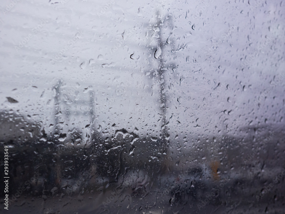 Rainwater on the car mirror