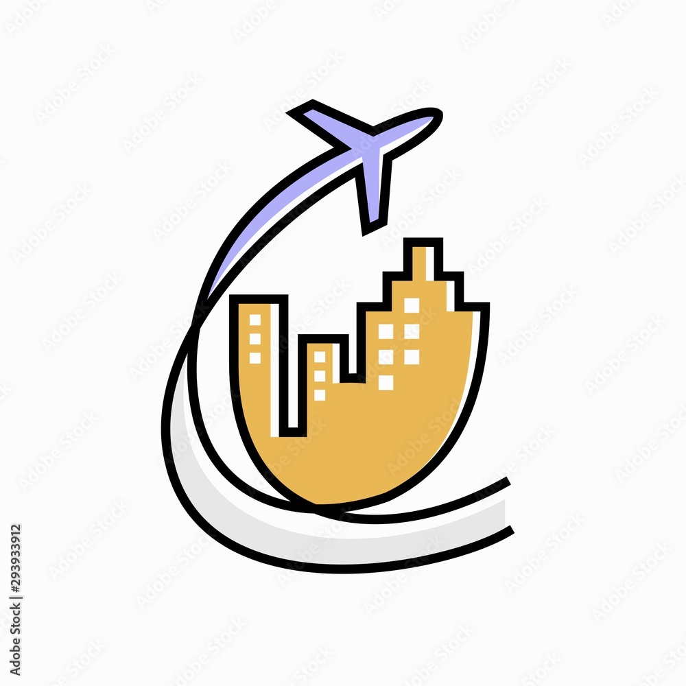 Travel logo with modern color and single line Travel logo with modern color and single line