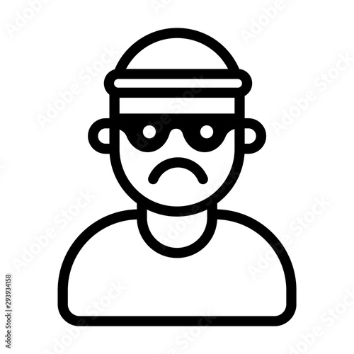 icon of a bandit in a mask and hat. flat vector pictogram.