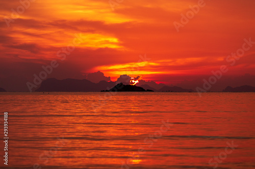 Colorful sunset above the sea. Summer vacation concept. Thailand