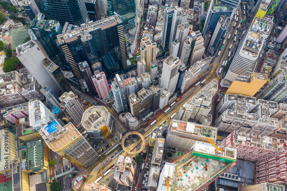 Top view of Hong Kong city