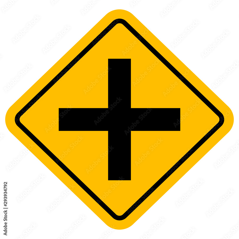 Crossroads ahead - traffic sign vector illustration Crossroads ahead - traffic sign vector illustration