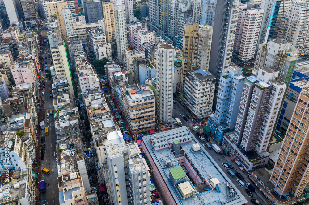 Top view of Hong Kong city