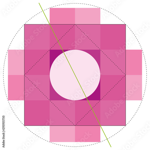 Chakana construction method, Andean square cross, the most important symbol of Andean culture on white background. Vector image