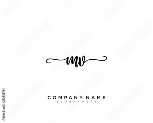 MV Initial Handwriting Logo Vector