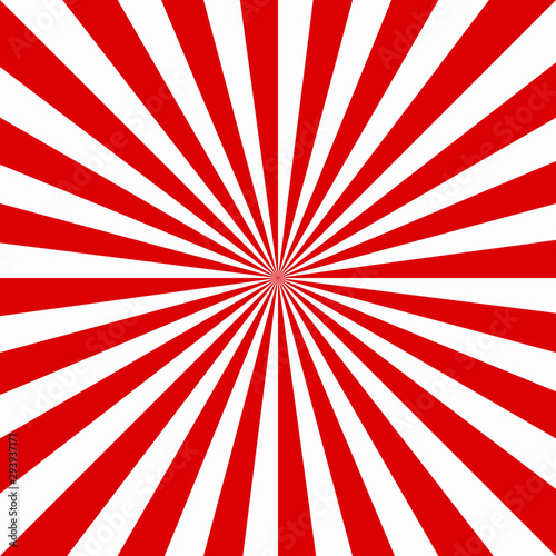 Red & white sunburst background. Vector striped seamless pattern with diagonal concentric lines. Repeat geometric tiles. Abstract monochrome texture. Radial stripes.