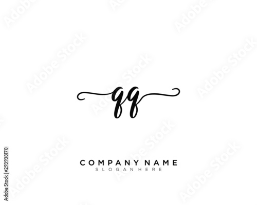QQ Initial Handwriting Logo Vector