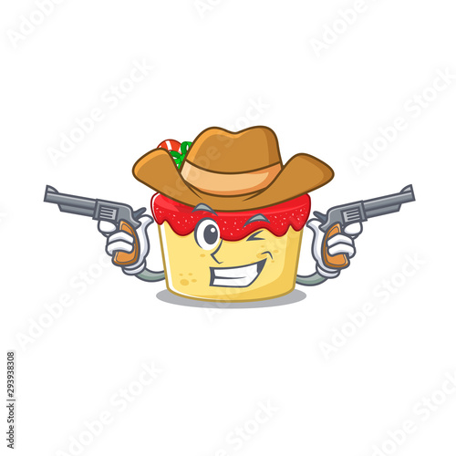 Cowboy christmas cake served above cartoon board