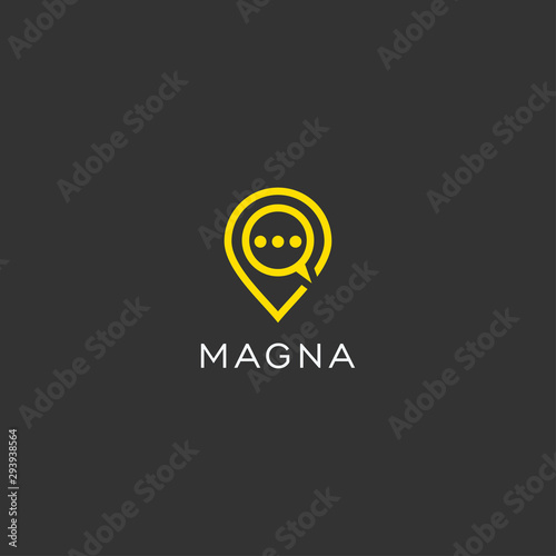  Pin map with bubble chat logo design vector icon