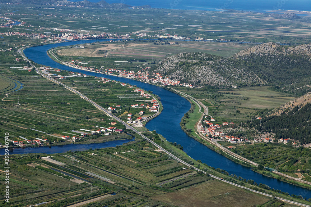 Aerial view of plantations onthe Neretva River delta, Croatia