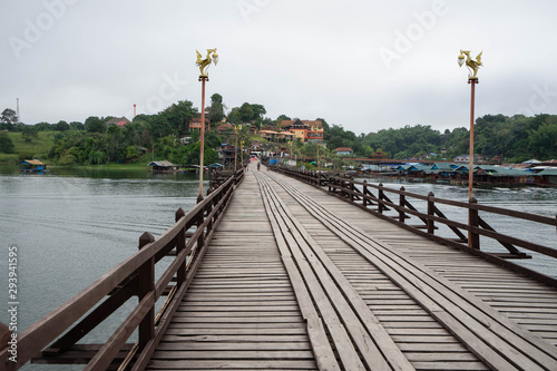  longest wooden bridge in Thailand Sangkhla Kanchanaburi Thailand © akachai studio