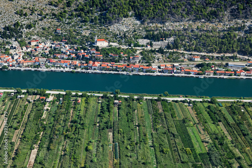 Fototapeta Naklejka Na Ścianę i Meble -  Aerial view of plantations onthe Neretva River delta, Croatia