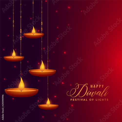 beautiful hanging diya decoration diwali background