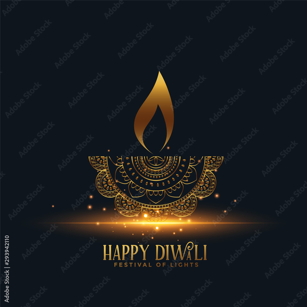 beautiful golden diya happy diwali background design Stock Vector | Adobe  Stock