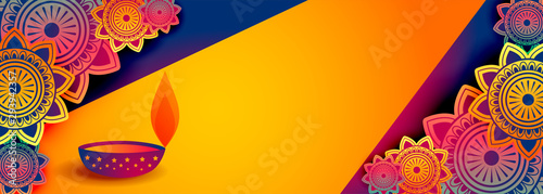 colorful happy diwali banner with text space