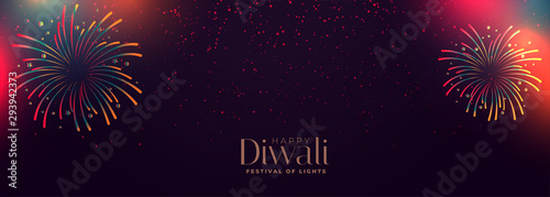 happy diwali celebration colorful firework banner design