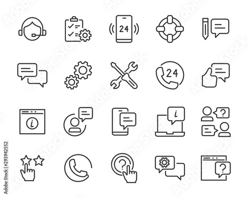 Obraz na plátně set of support icons, help, communication, info, customer service