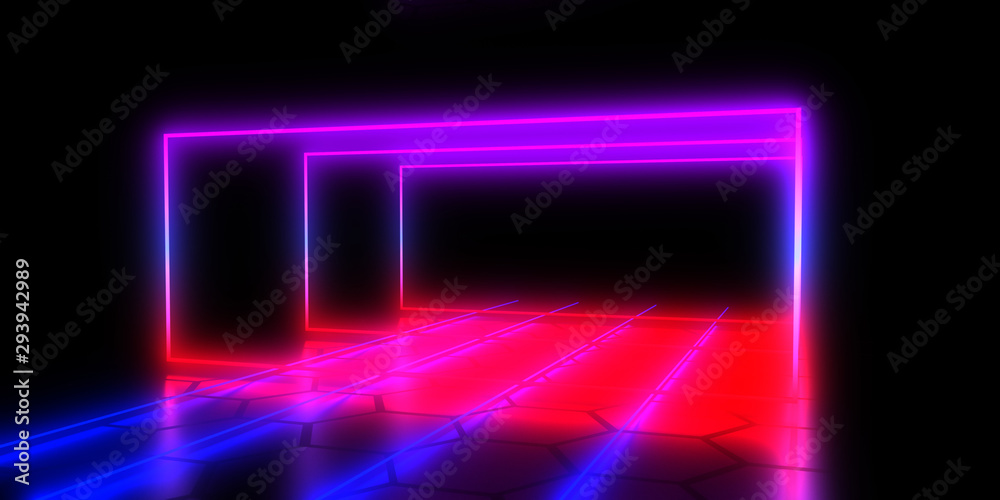 3D abstract background with neon lights . 3d illustration 3D abstract background with neon lights . 3d illustration