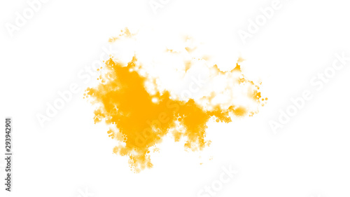 Yellow spilled ink on white background