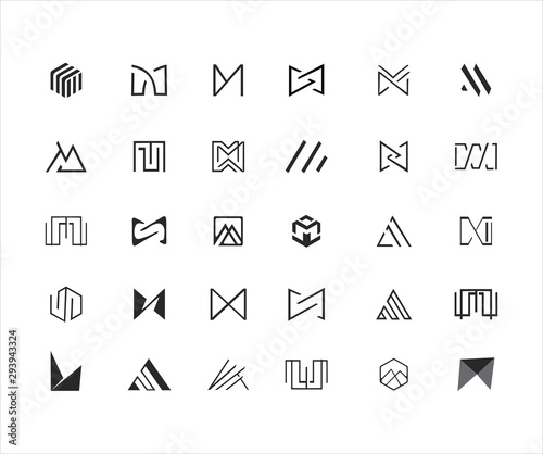 Big set of monogram Letter Logo Design Vector Stock Illustration photo