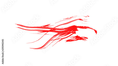 Abstract red ink lines on white background