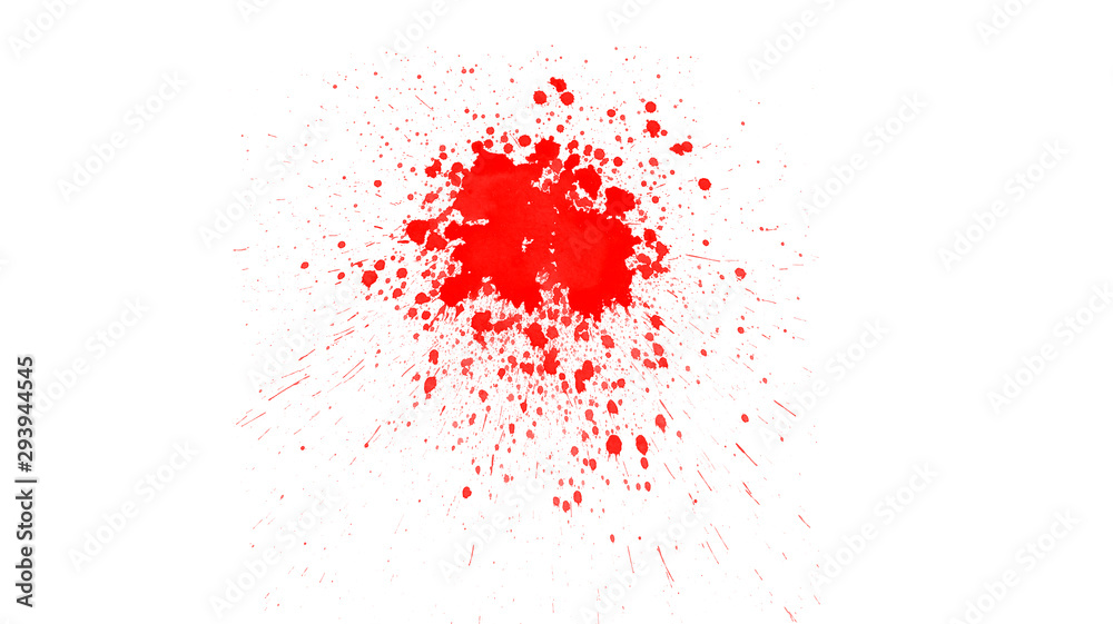 Blood drops brush. Red blots on white background
