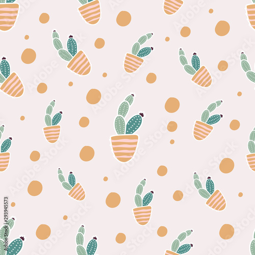 cactus seamless template, green, hand drawn, cute, wrapping paper © Micro Cube
