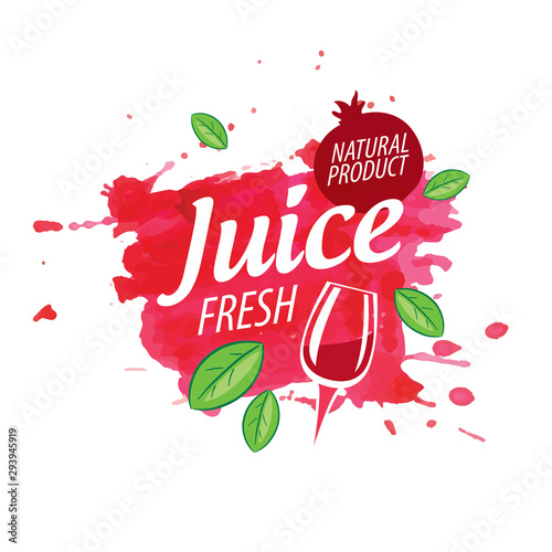 Vector logo pomegranate juice splash on white background