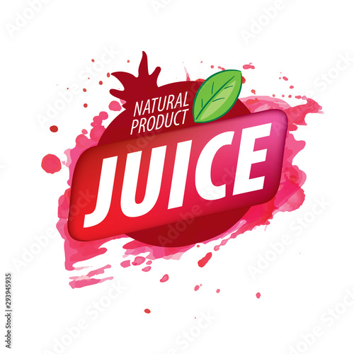 Vector logo pomegranate juice splash on white background