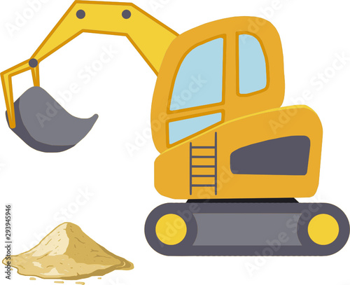 excavator at heap of sand photo