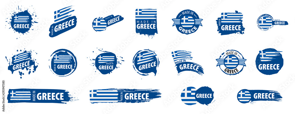 Naklejka premium Greece flag, vector illustration on a white background.
