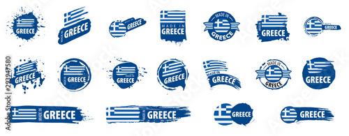 Greece flag, vector illustration on a white background.