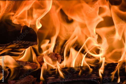 Burning wood in a pizza oven