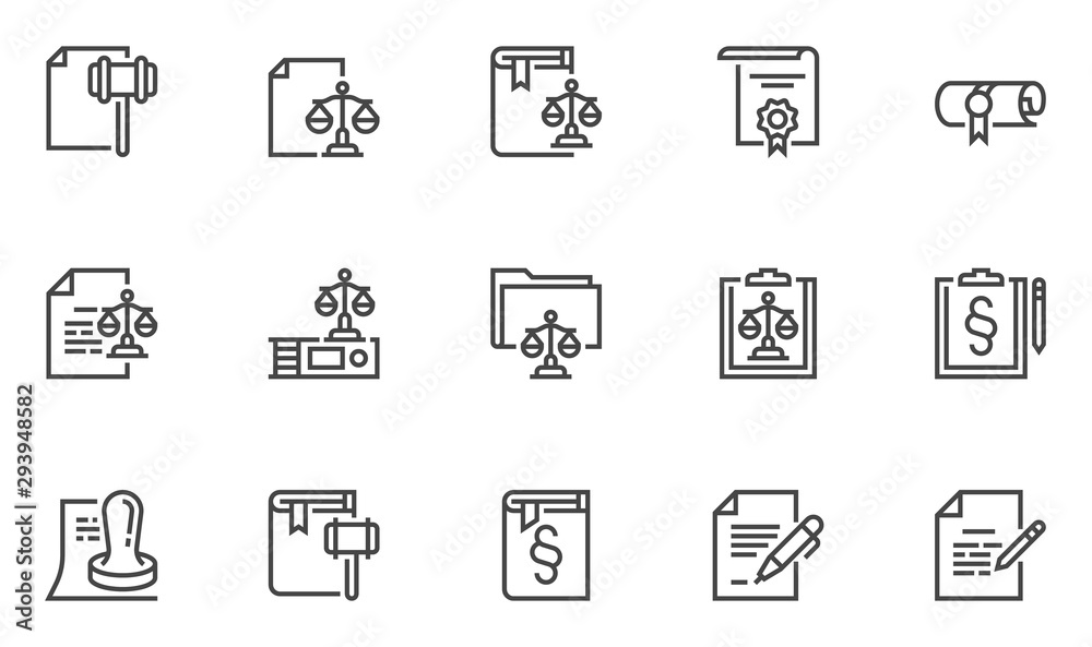 Legal documents vector line icons set. Code of laws, notary public, advocacy, certificate, license. Editable stroke. 48x48 Pixel Perfect. Legal documents vector line icons set. Code of laws, notary public, advocacy, certificate, license. Editable stroke. 48x48 Pixel Perfect.