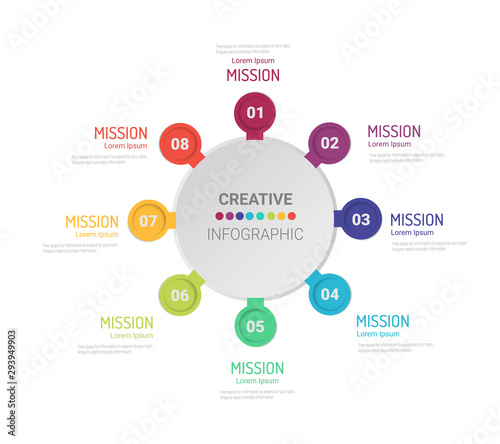 Template for cycle diagram, graph, presentation and round chart. Business concept with 8 equal options, parts, steps or processes. Startup layout for your project.