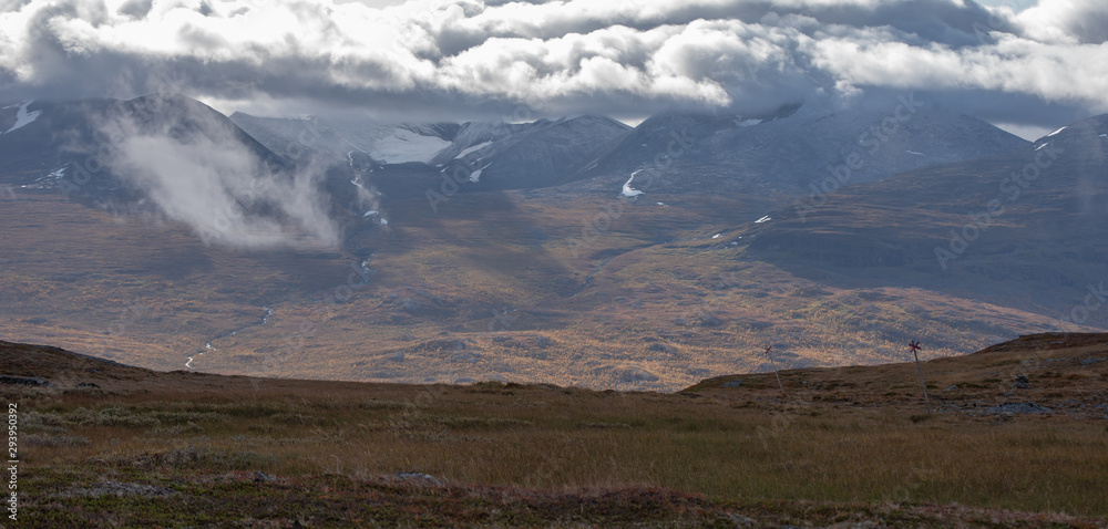 Mountain landscape in autumn. Abisko national park in north of Sweden.