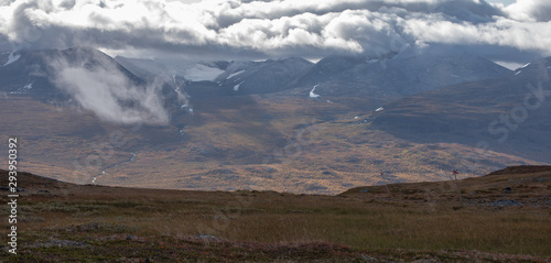 Mountain landscape in autumn. Abisko national park in north of Sweden.