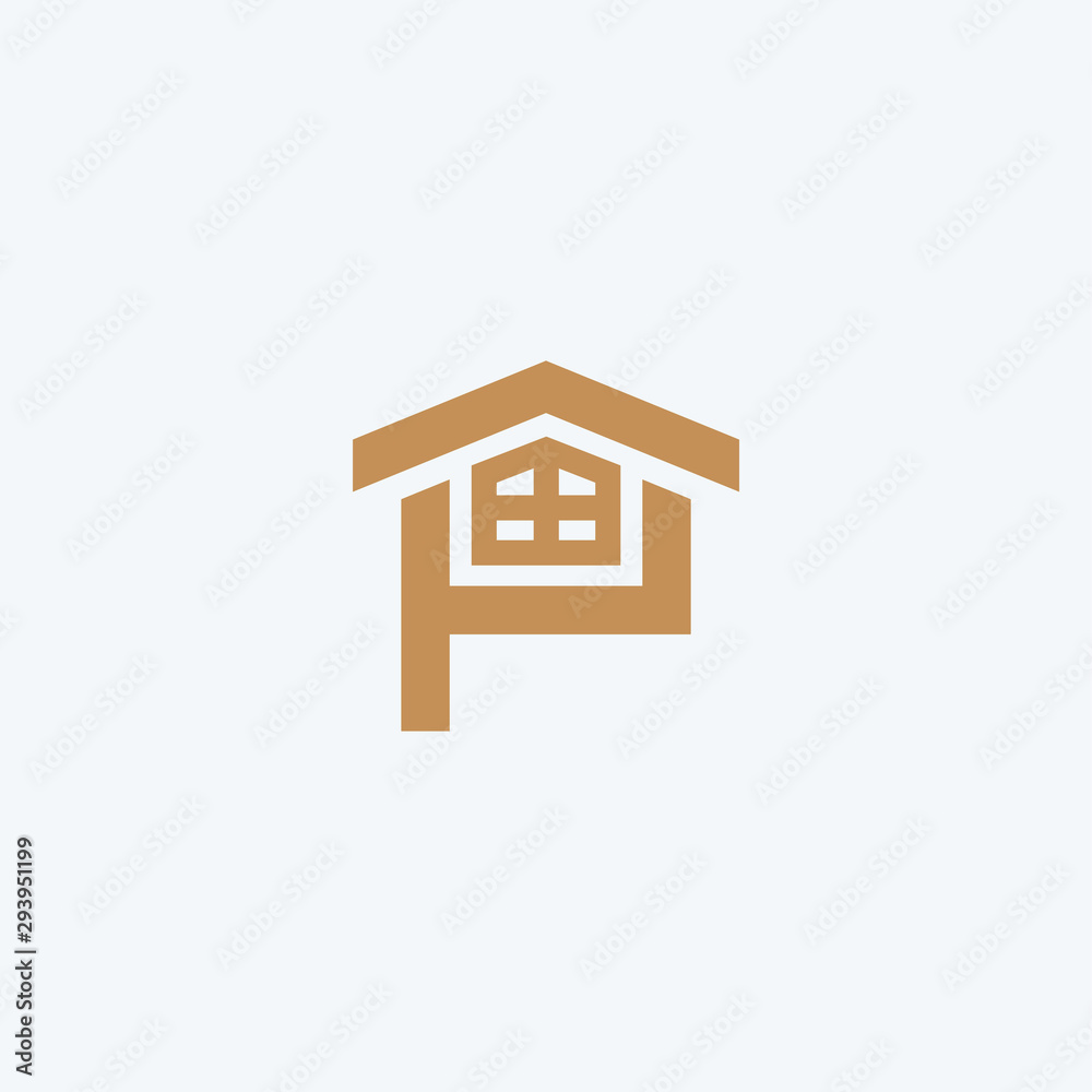 letter P house logo design symbol template icon vector letter P house logo design symbol template icon vector