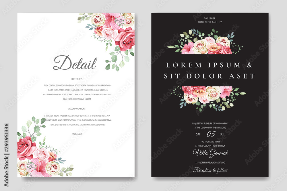 wedding invitation card in elegant roses template wedding invitation card in elegant roses template