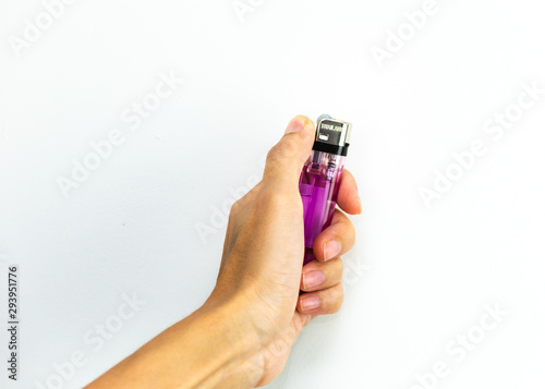 Sparking lighter hold up isolated on white background