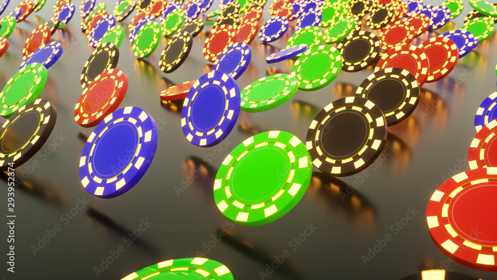three-dimensional models of chips on a dark background. 3d rendering illustration